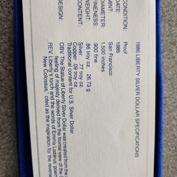 1986 sliver dollar proof - Picture 6 of 6